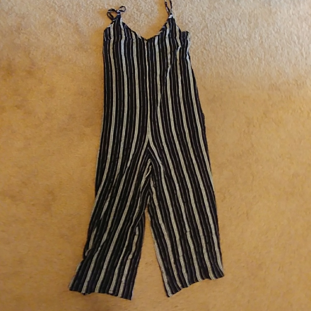 Forever 21 black/white striped jumsuit M